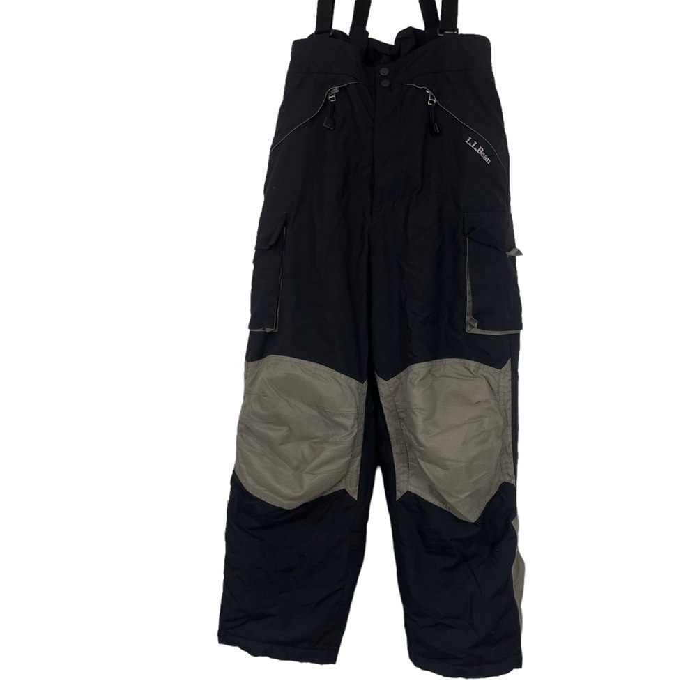 L.L. Bean Kids Snowpants Youth 14-16 Black Nylon Reinforced Knee Suspender Ski